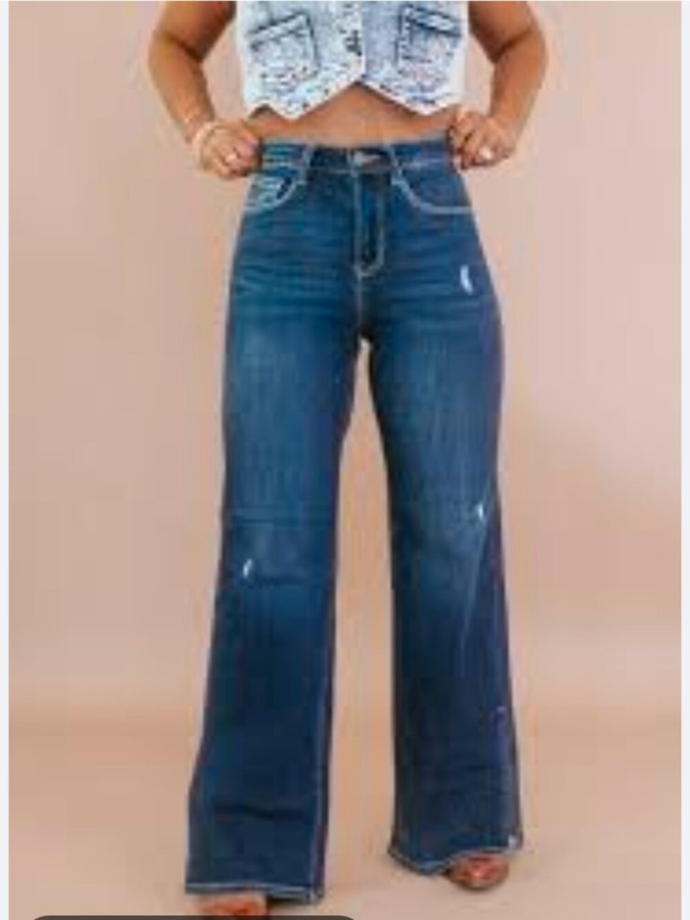 RISEN High Rise Wide Leg Side Slit Hem Jeans Size 11/30